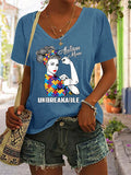 Women'S Autism Mom Unbreakable V Neck Short Sleeve T-Shirt