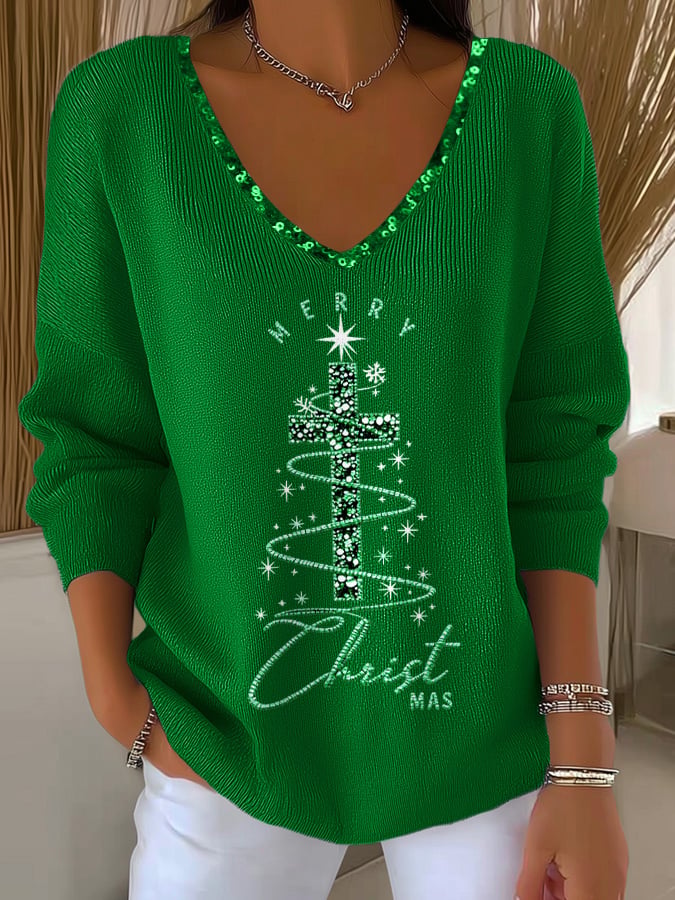 Women's Christmas Cross Print Casual Shirt