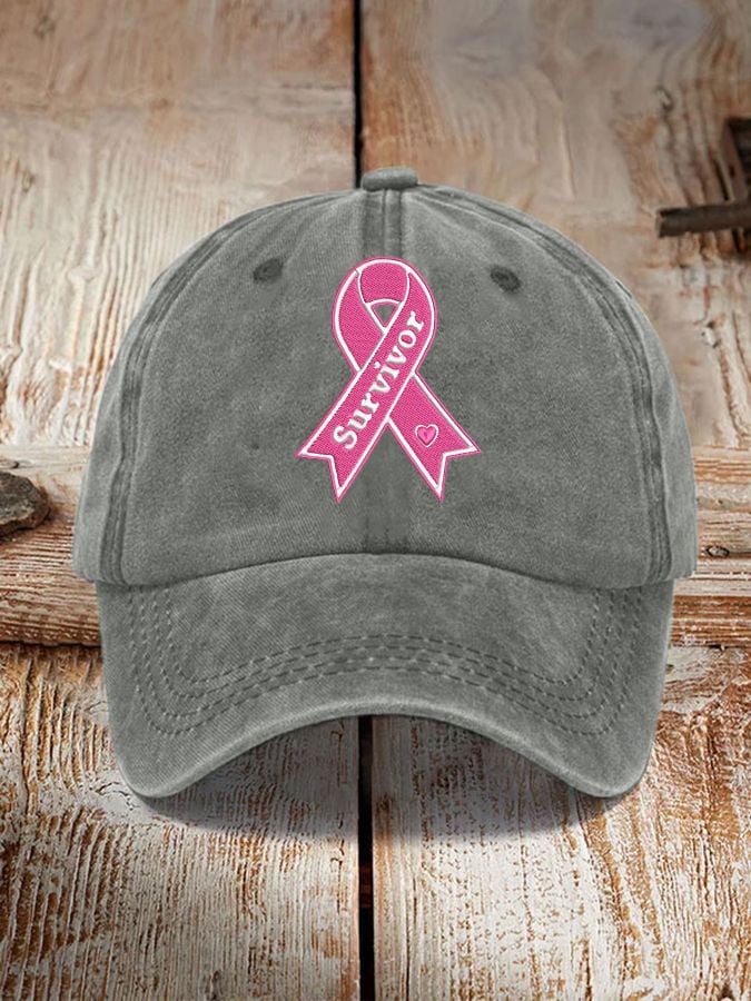 Unisex Breast Cancer Awareness Survivor Pink Ribbon Print Hat