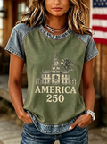Women's Independence Day Eagle Independence Hall America 250 Printed T-shirt