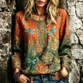 Women's Hippie Dragonfly Pattern Art Embroidered Linen Blend Shirts