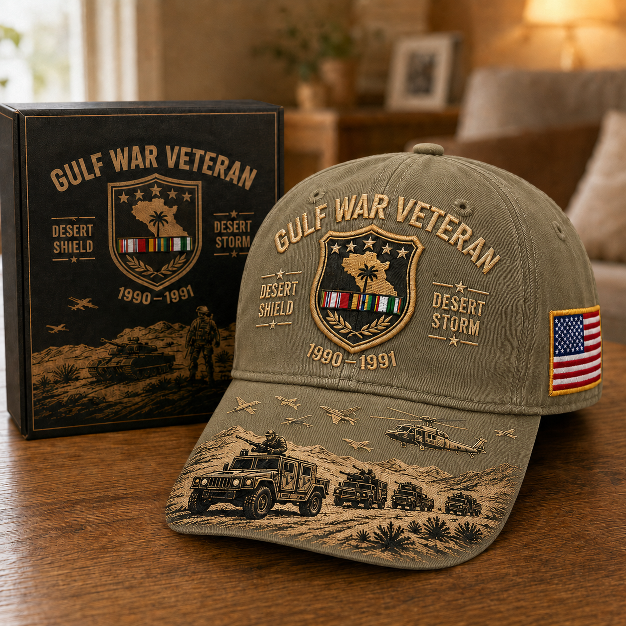 Gulf War Veteran Desert Shield & Desert Storm Commemorative Cap 🇺🇸
