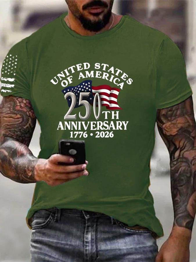 United States 250th Anniversary 1776-2026 Pattern 100% Cotton T-Shirt