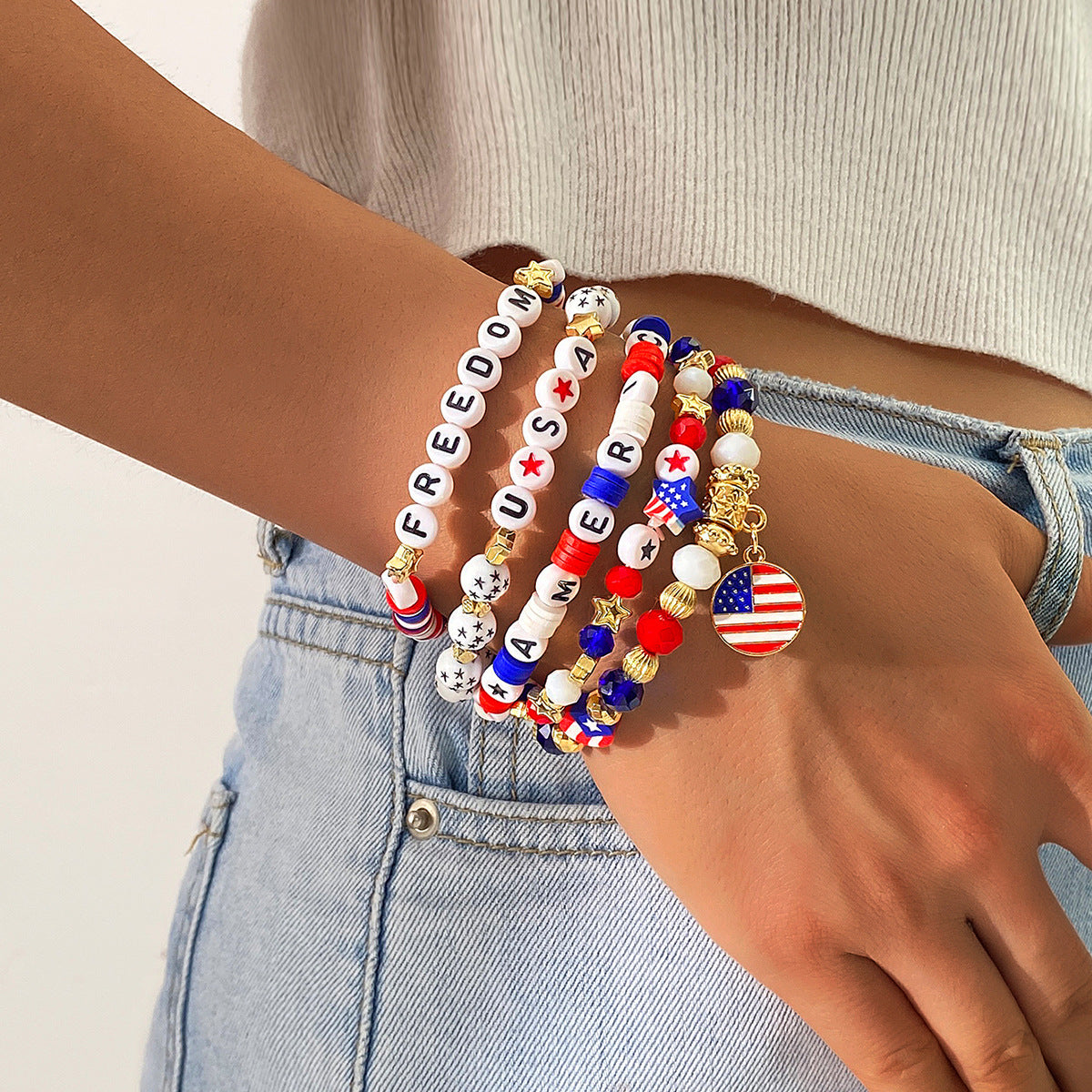 Independence Day Usa American Flag Bracelet