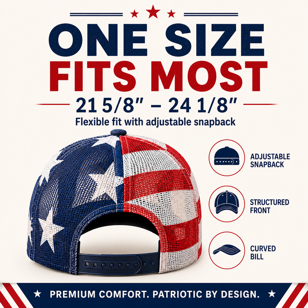 ❤️ 🇺🇸 America 250 Years Patriotic Embroidered Mesh Trucker Cap