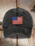 Unisex Distressed Washed Cotton Print Hat