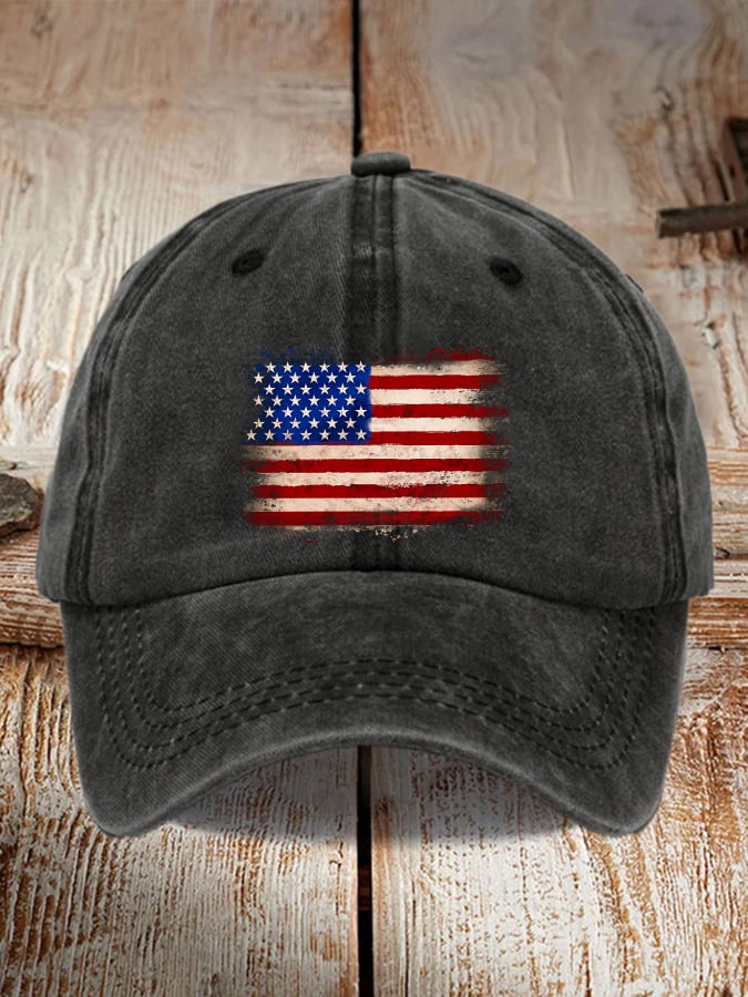 Unisex Distressed Washed Cotton Print Hat