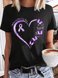Women's Purple Ribbon Butterfly I Will Remember For You Alzheimer's Awareness Warrior Supporter Tee