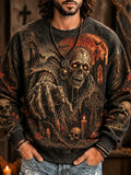 Men's Gothic Zombie Skull Halloween Crewneck Sweatshirt