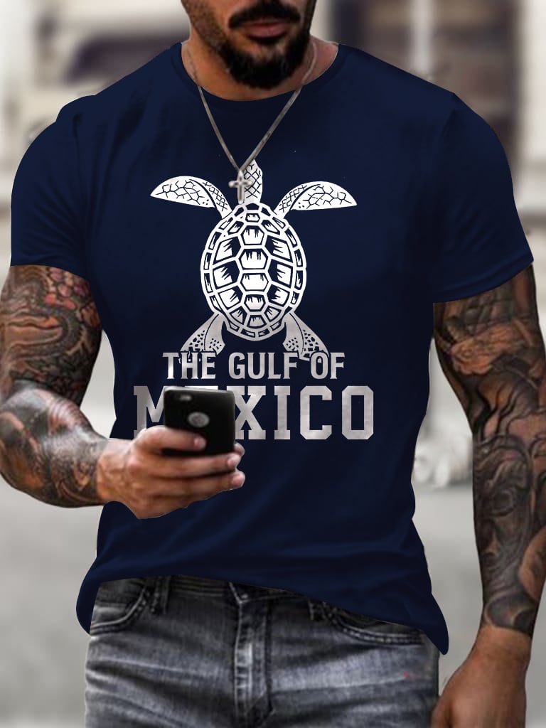 Men'S Retro Gulf Of Mexico Stay Salty And Resist Printed Casual Crew Neck T-Shirt