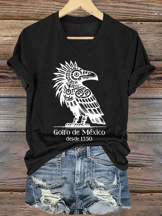 Women's Gulf Of Mexico Printed V Neck T-Shirt