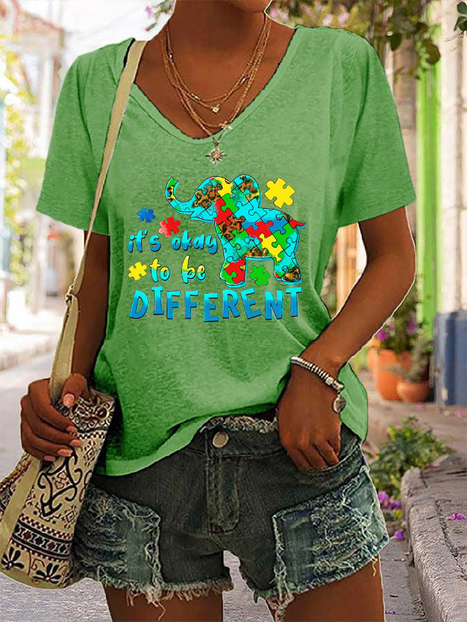 Women's It's Ok To Be Different V-Neck T-Shirt