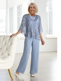 Women'S Chiffon Half-Sleeve Round Neck Set Loose Women'S Clothing Two-Piece Suit