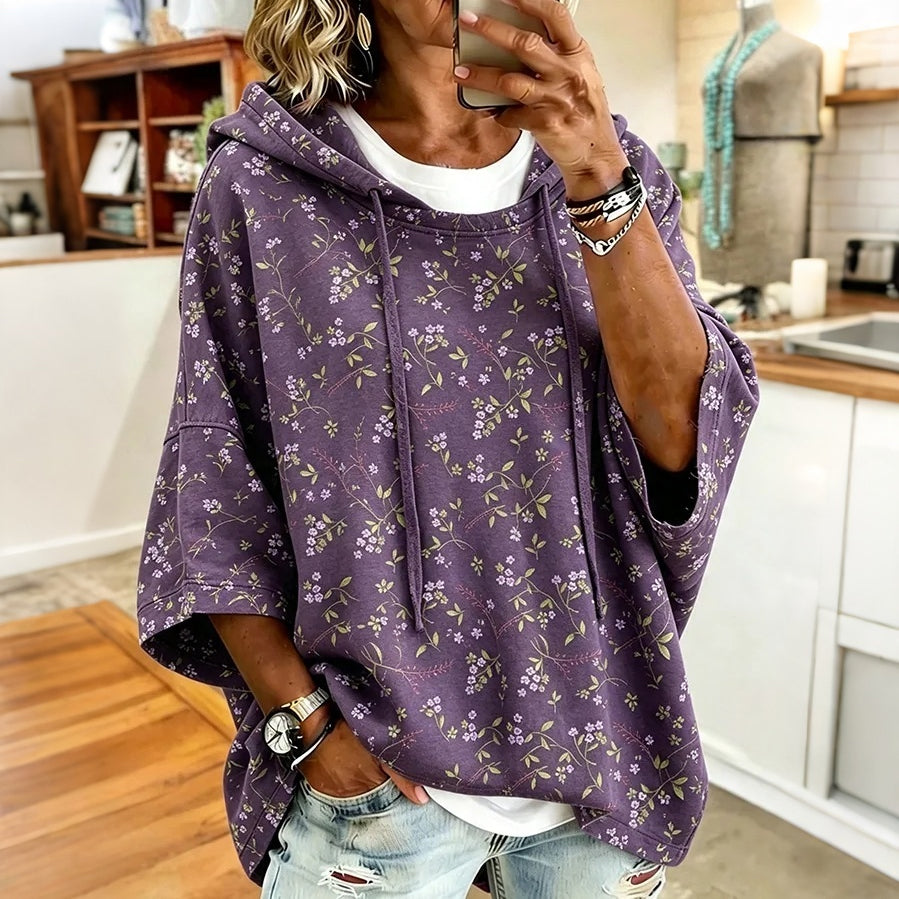 Women's Vintage Floral Patterns Print Hooded Sweatshirt