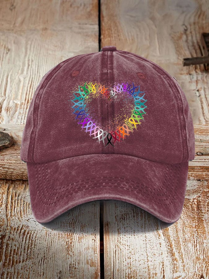 All Cancer Awareness Heart Ribbon Hat