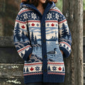 Women's Vintage-style "lake Ontario Canada" Icelandic-knit Cardigan