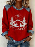 Women's Christmas Pattern Patchwork Comfortable Sweatshirt