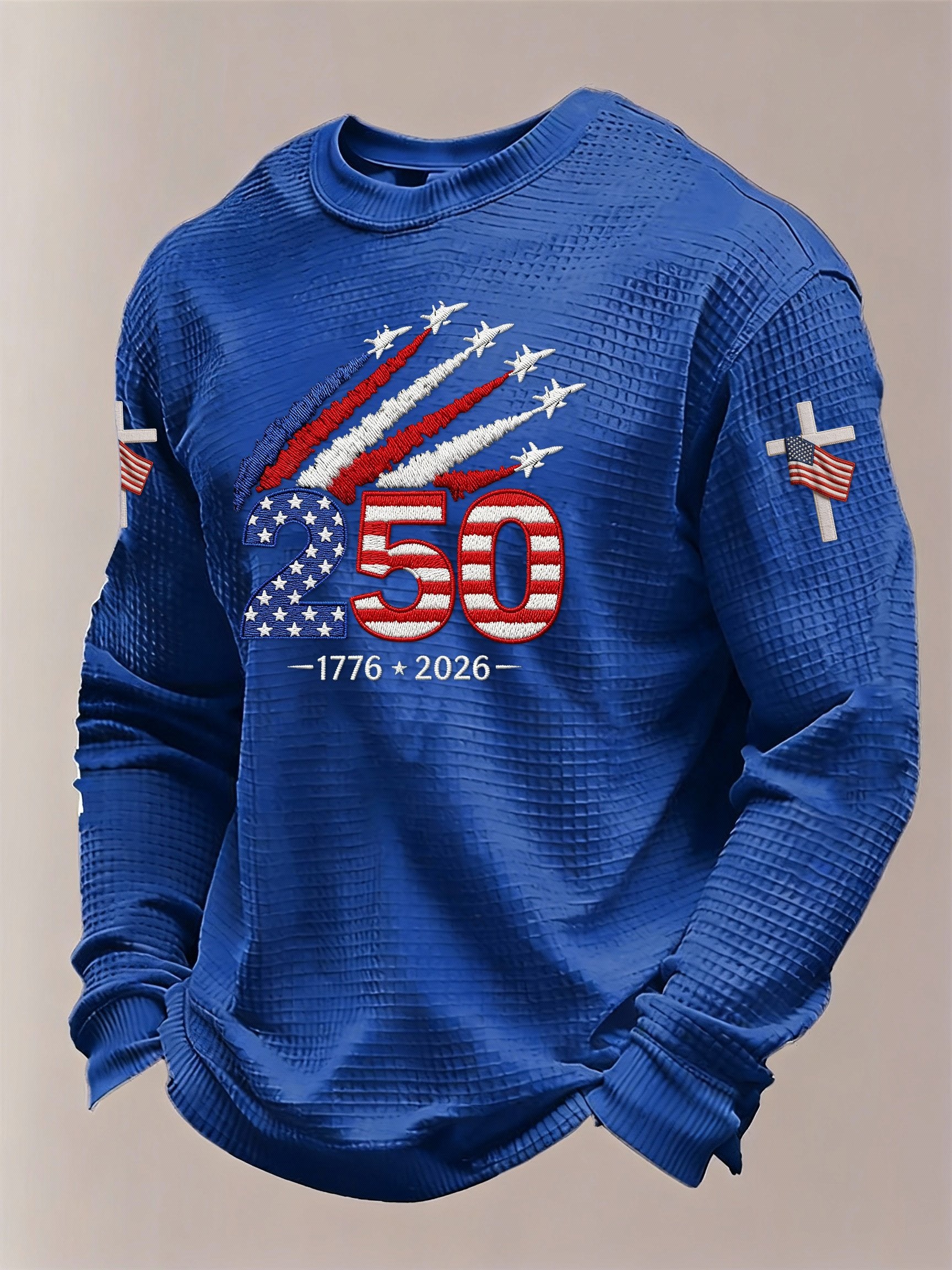 Men’s USA 250th Anniversary Print Short Sleeve Waffle Knit T-Shirt