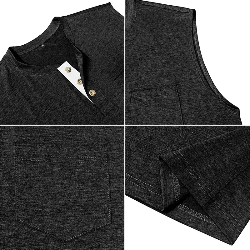 Men's Solid-Color Henley Vest