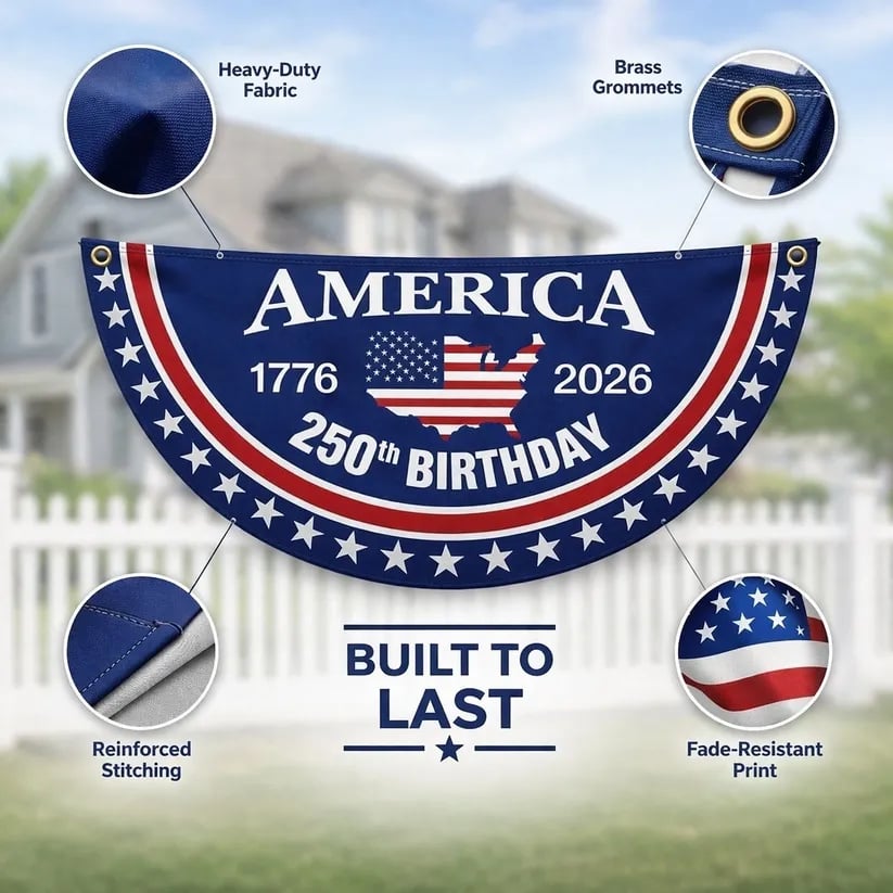 Flash Sale 60% OFF⭐Veteran Made - USA 250th Anniversary Flag Half Round Banner