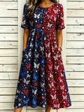 Women's America Flag Prints Cotton Linen Short-Sleeved Dress