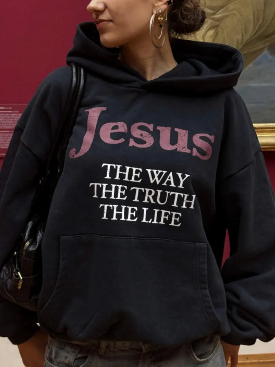 Jesus The Way, The Truth, And The Life Cotton Hooded Sweatshirt