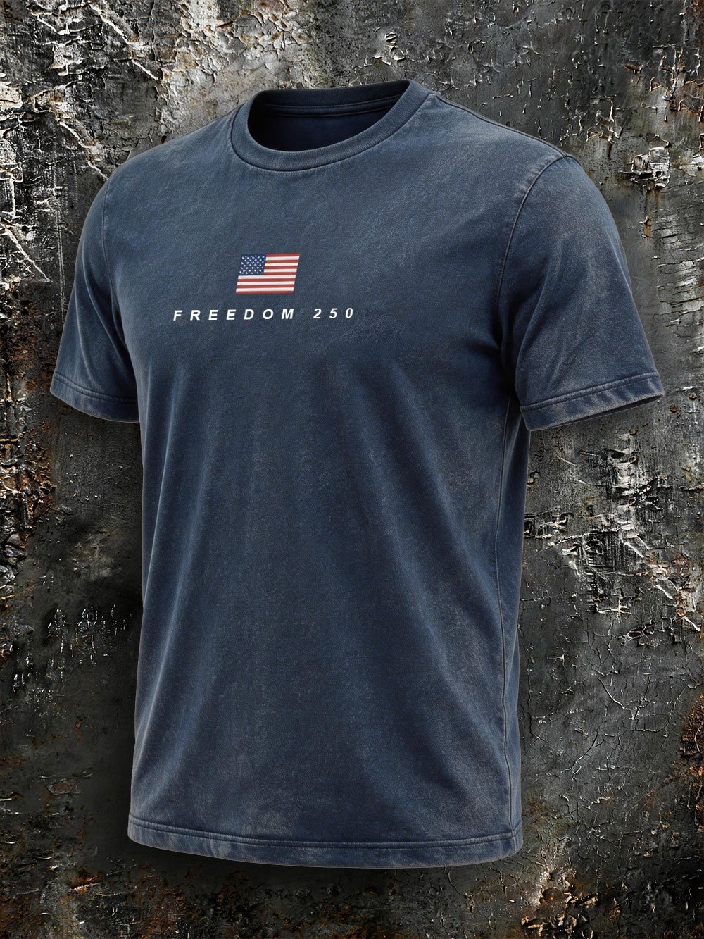Men's Vintage-Style American Print Short-Sleeve Crew-Neck T-Shirt