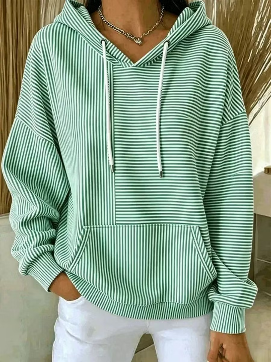 Women Striped Long Sleeve Casual Daily Spring/Fall Hoodie