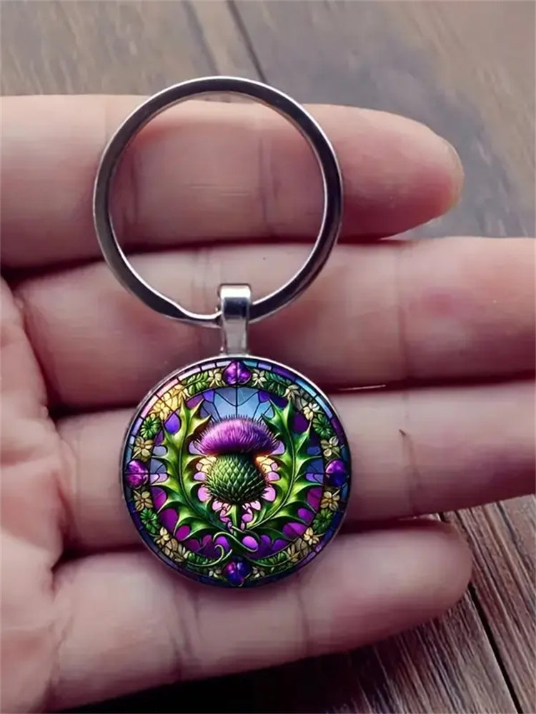 Vintage Scottish Thistle Keychain