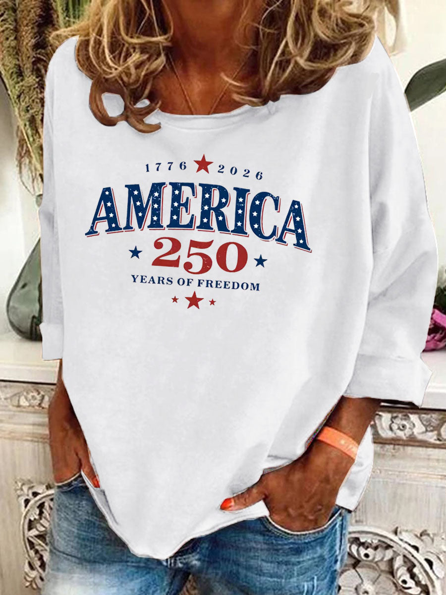 Women's America 250 Years Of Freedom  Pattern  Long Sleeve T-Shirt