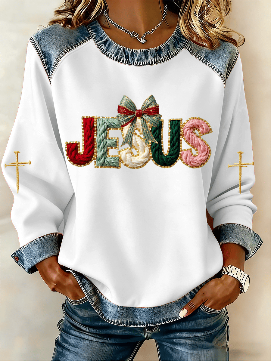 Women's Christmas Faith Print Sweatshirt