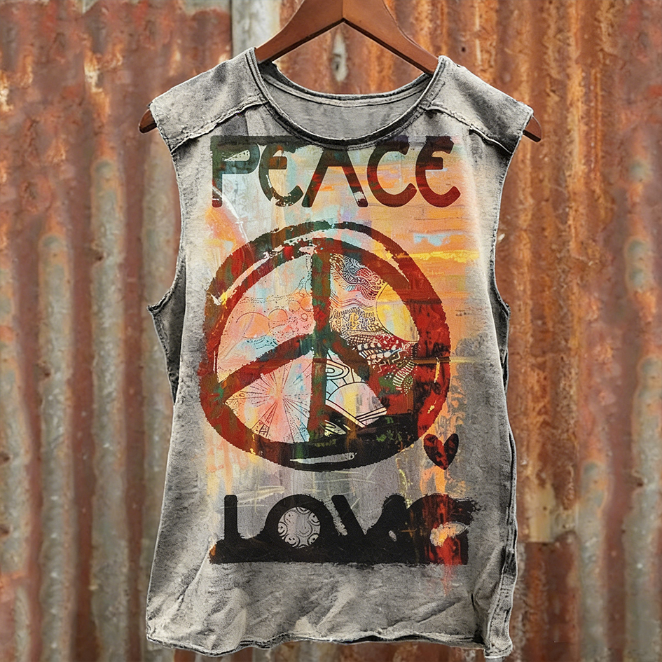 Hippie Style Retro Rendering Design Men's Sleeveless Vest