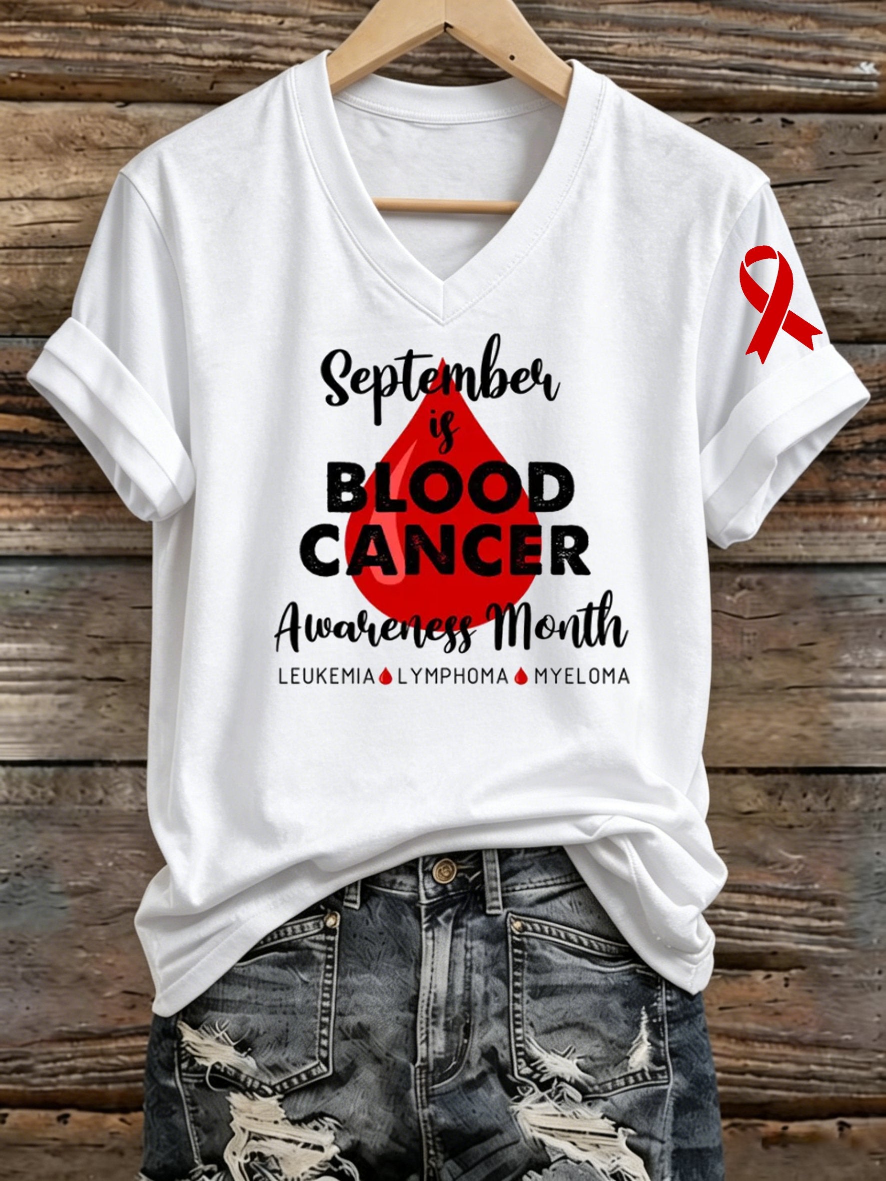 Women's Blood Cancer Awareness Print T-Shirt