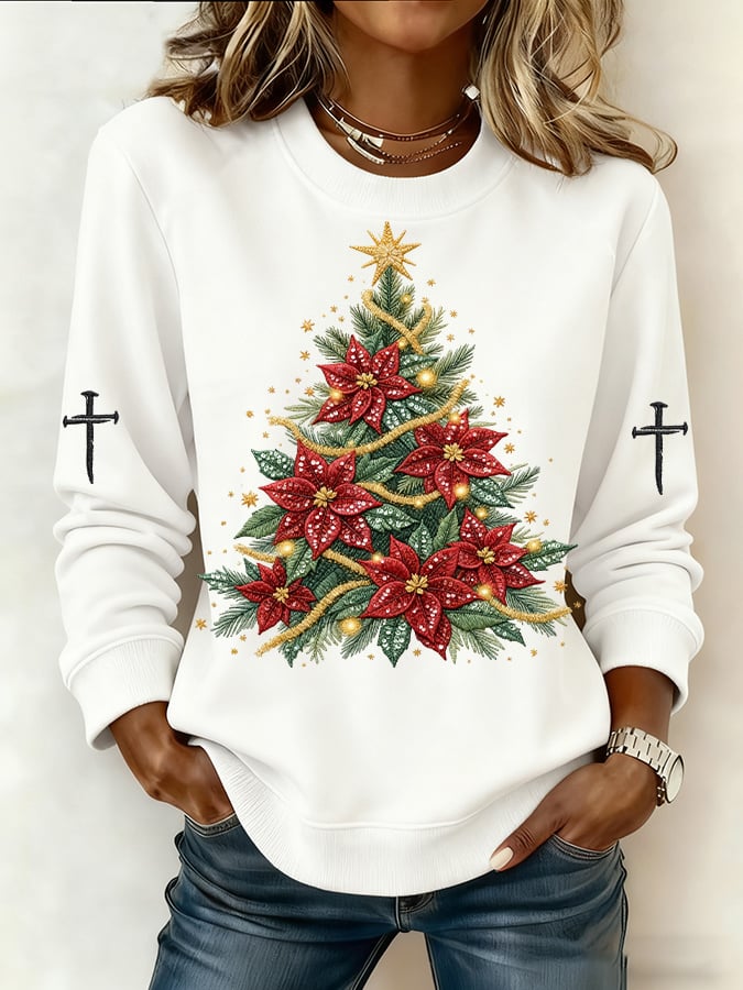 Women's Casual Retro Christmas Tree Sweatshirt