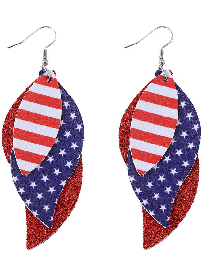 Independence Day Sequined Leather Drop Earrings