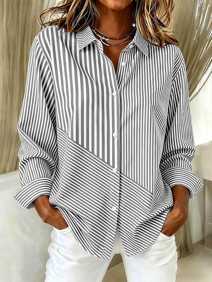 Women'S Casual Breast Cancer Awareness Printed Striped Art Shirt