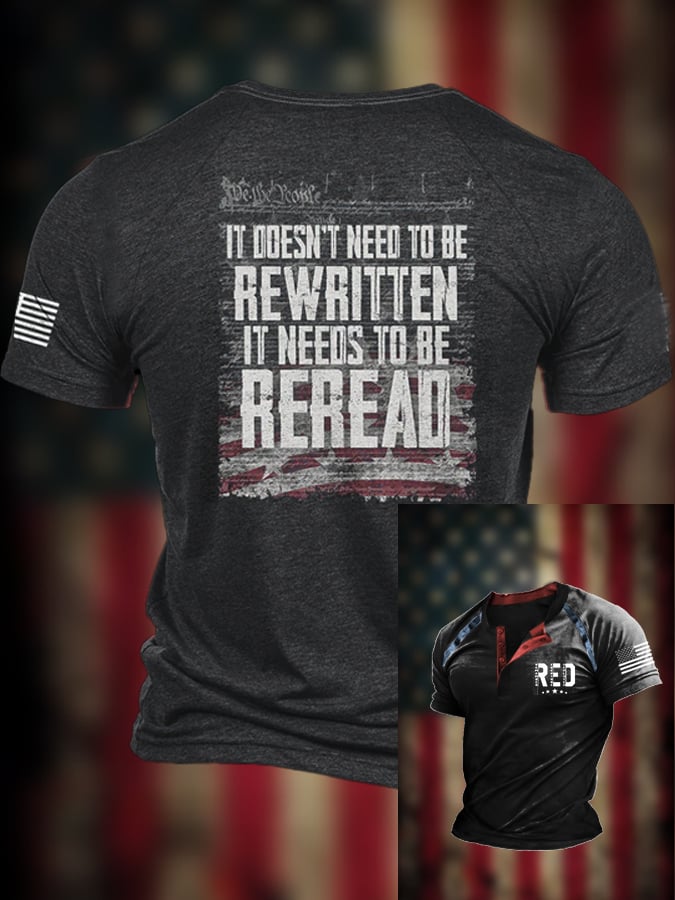 Men's REREAD - Not ReWritten Independence Day Henley Neck T-Shirt