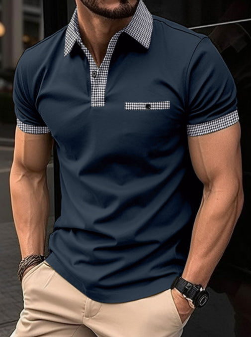 Men's Plaid-Panel Polo Shirt