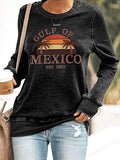 Women's Gulf of Mexico Est 1550 Print Casual  Sweatershirt