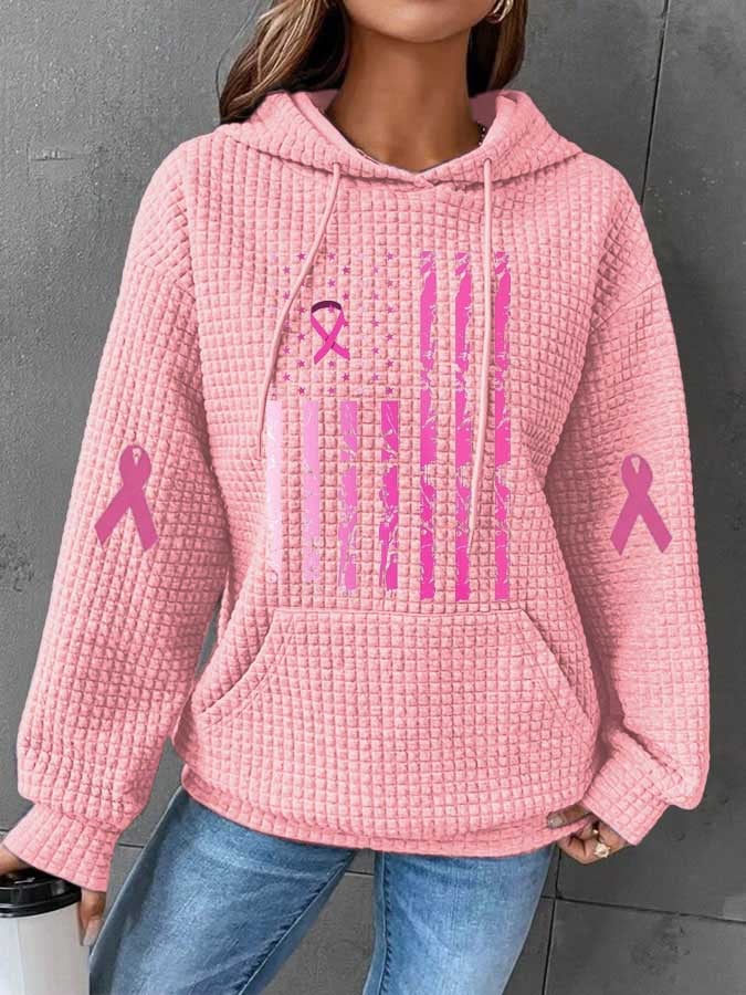 Womens Breast Cancer Awareness Flag Hoodie
