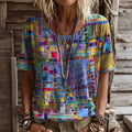 Women's Geometric Art Print Crew Neck Short Sleeve T-shirt