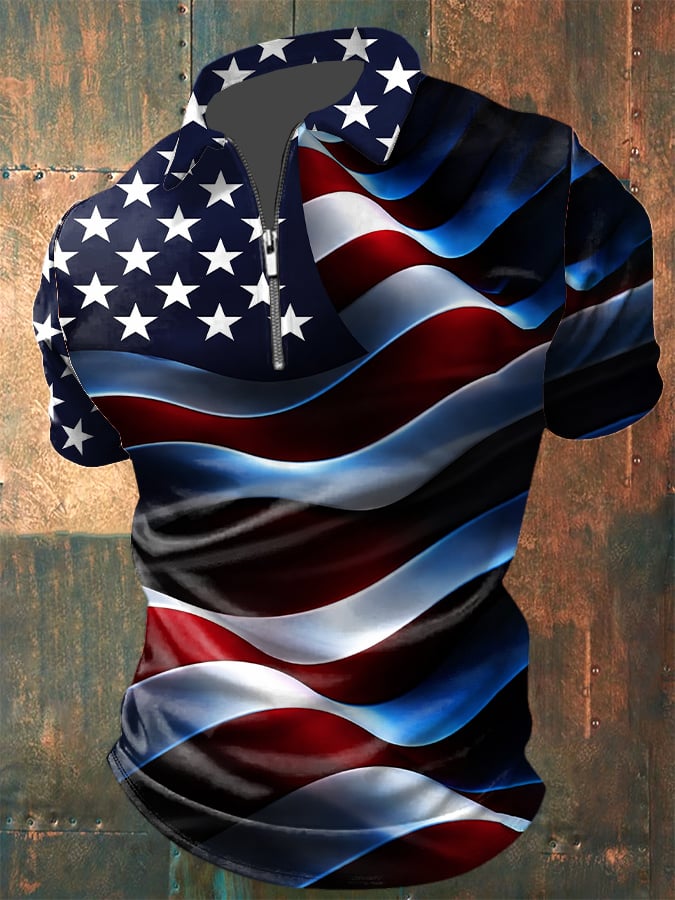 Men's America 250th Anniversary Print Casual Polo Shirt