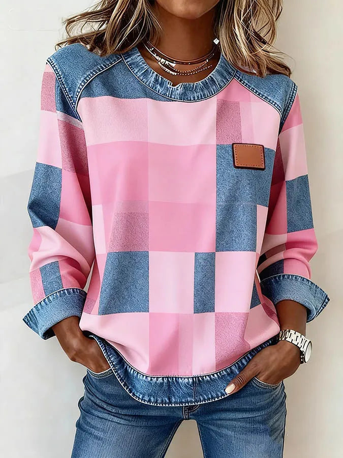 Women'S Breast Cancer Awareness Print Long Sleeve Top