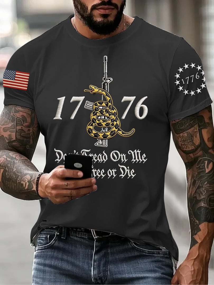 Men's "Don't Tread on Me" Printed Short-Sleeve T-Shirt