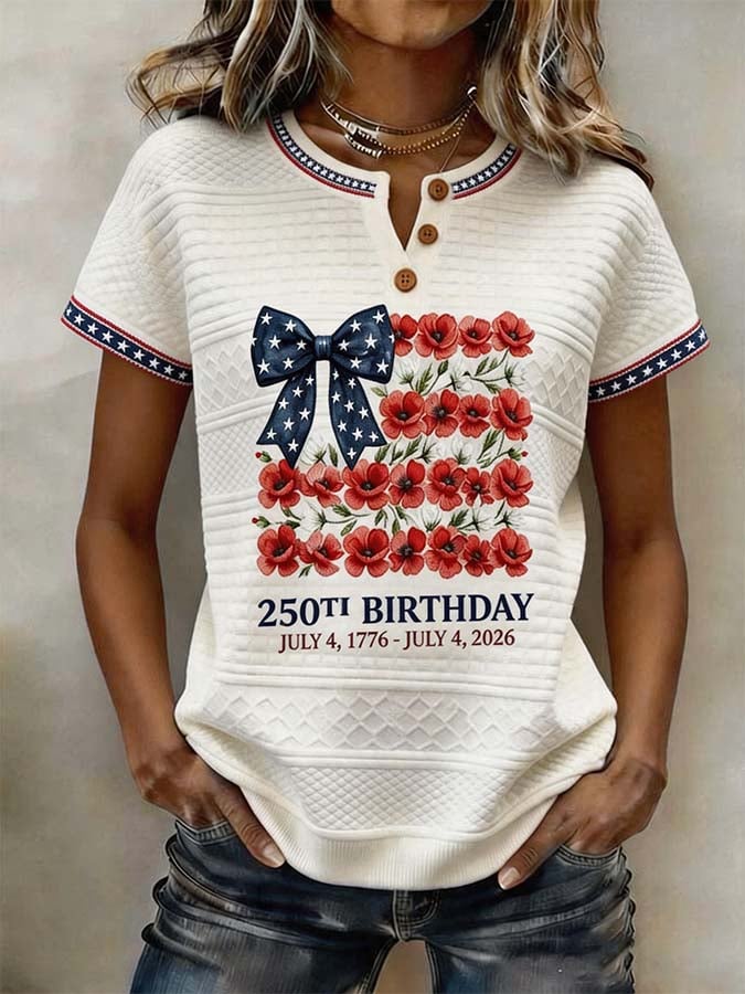 Women'S Casual Independence Day Printed Top