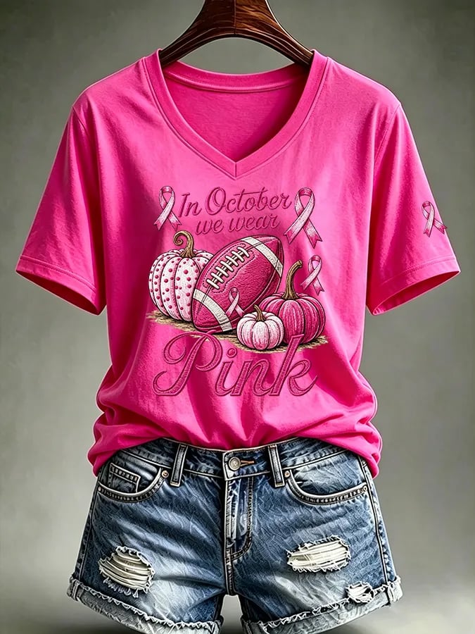 We Wear Pink Printed T-Shirts For Women In October