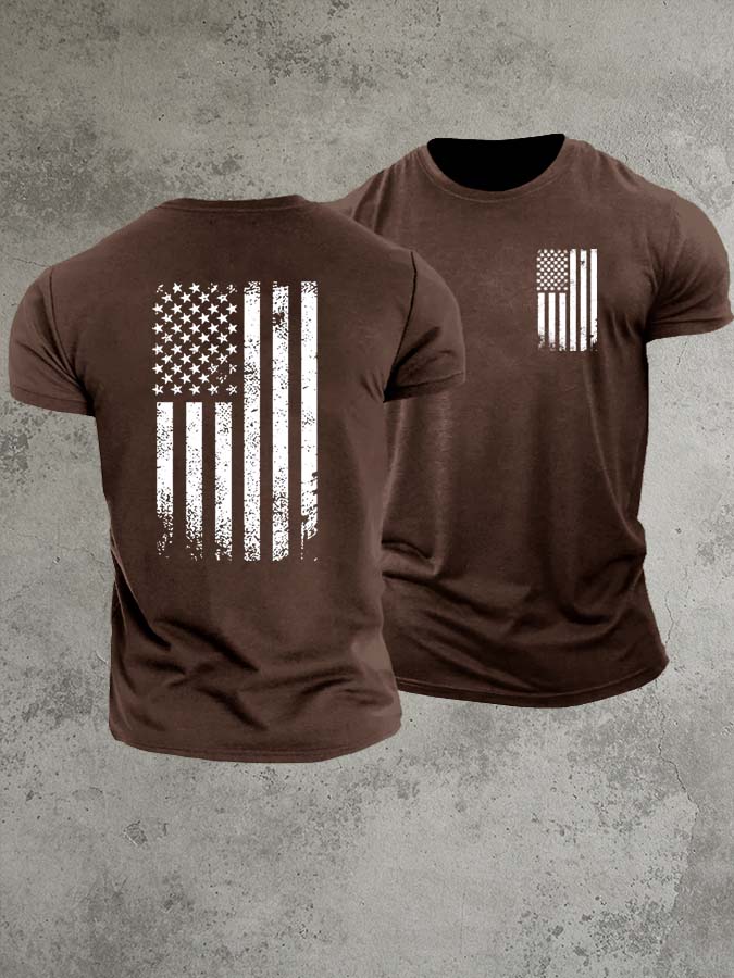 America Flag 1776 Pattern 100% Cotton T-Shirt