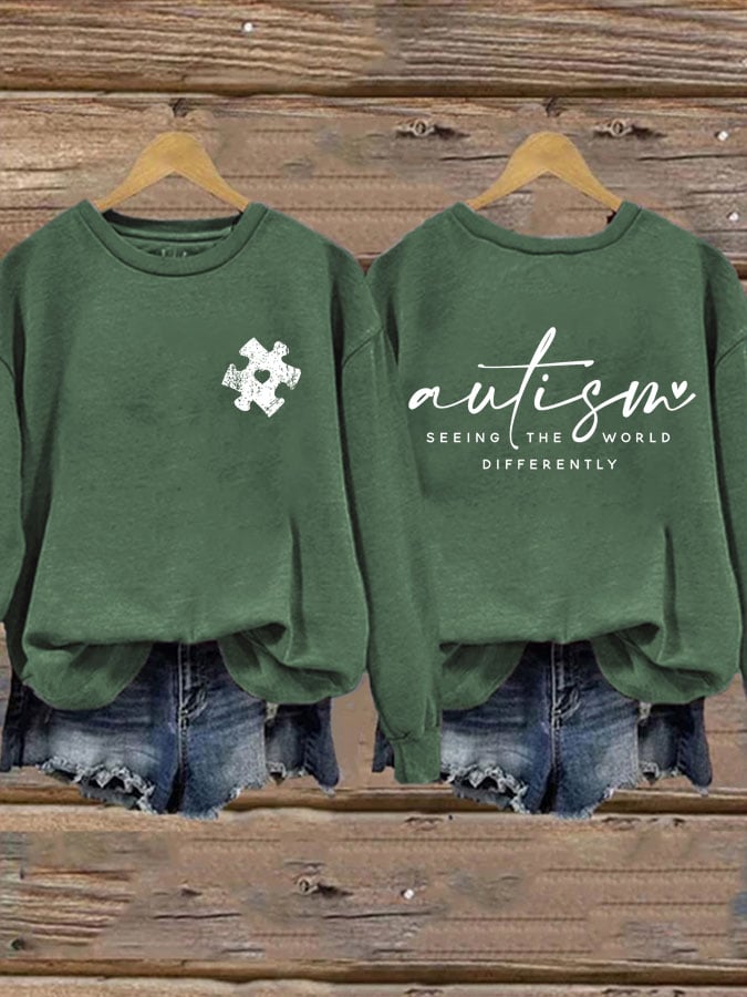 Women's Autism Awareness Seeing The World Differently Print Sweatshirt