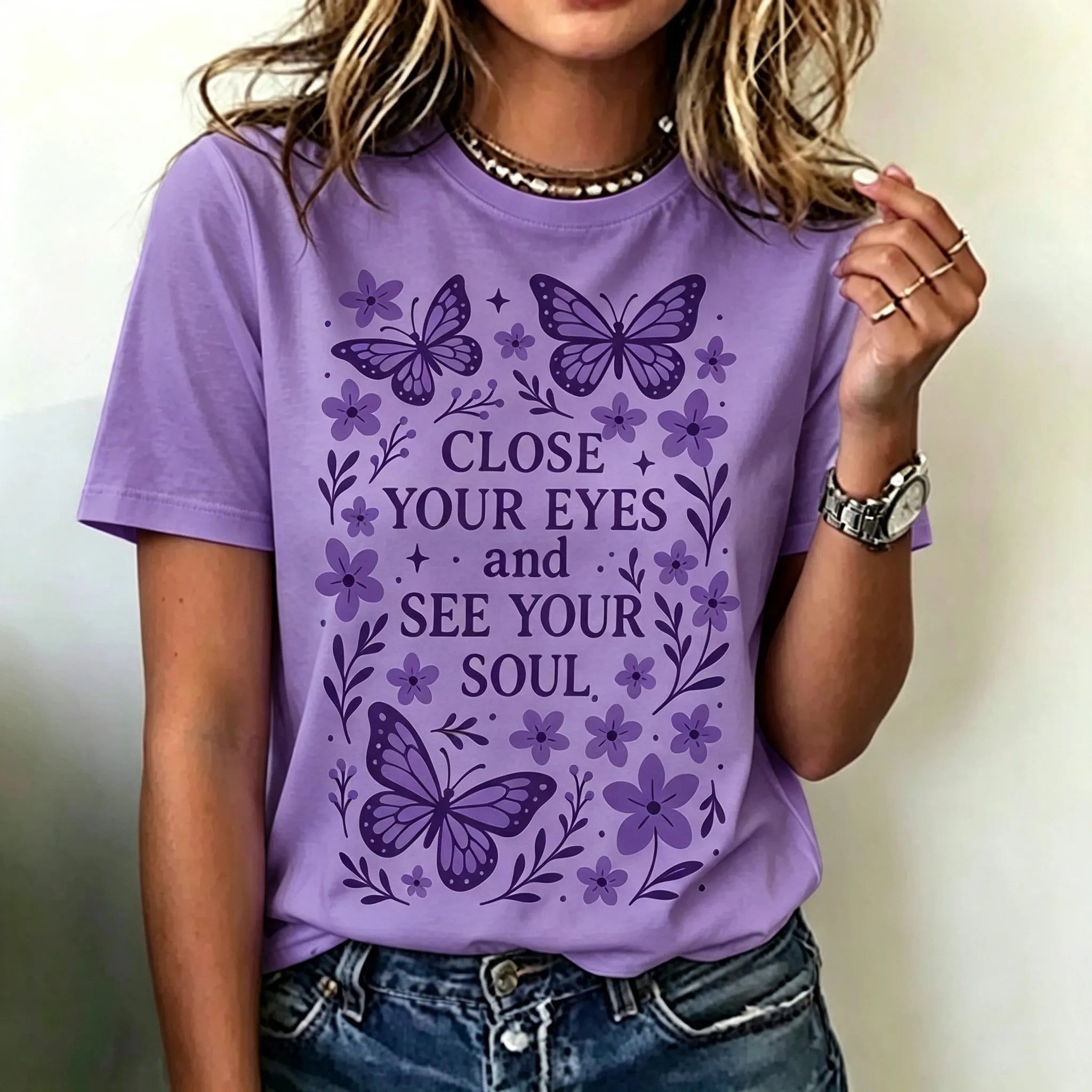 Women's Retro Bohemian Floral And Butterfly Print Cotton Linen T-shirt