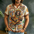Men's Casual Hippie Music Print Short-sleeve Shirt